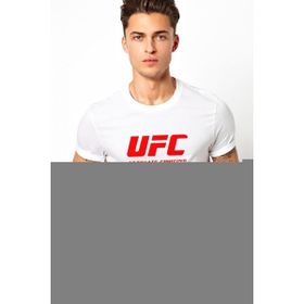 Qivi Ufc Logo Baskılı Beyaz Erkek Örme T-shirt