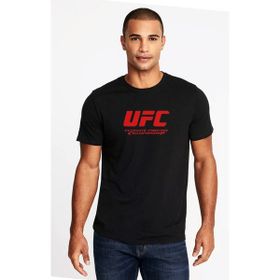 Qivi Ufc Logo Baskılı Siyah Erkek Örme T-shirt