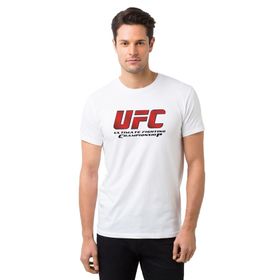 Qivi Ufc Ultimate Fighting Championship Logo Baskılı Beyaz Erkek Örme T-shirt