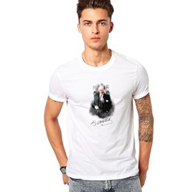 Qivi Ulu Önder Mustafa Kemal Atatürk Baskılı Beyaz Erkek Örme T-shirt