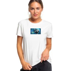 Qivi Underswap Sans Baskılı Beyaz Örme Kadın T-shirt