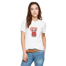 Qivi Undertale B Boss Baskılı Beyaz Örme Kadın T-shirt