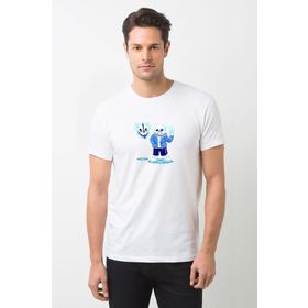 Qivi Undertale Sans Skull Baskılı Beyaz Erkek Örme T-shirt