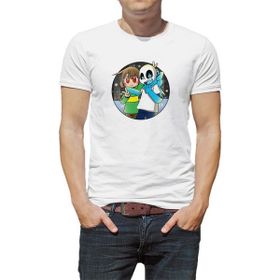 Qivi Undertale Skull Sans Os Baskılı Beyaz Erkek Örme T-shirt