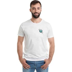 Qivi Uranüs Baskılı Beyaz Erkek Örme T-shirt