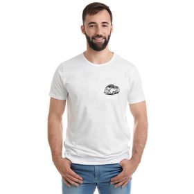 Qivi Van Klasik Volkswagen Transporter Şablon Van Baskılı Beyaz Erkek Örme T-shirt