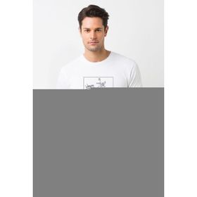 Qivi Vespa Baskılı Beyaz Erkek Örme T-shirt