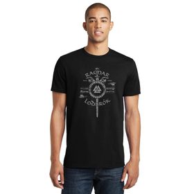 Qivi Vikings Ragnar Lodbrok Hugin Baskılı Siyah Erkek Örme T-shirt