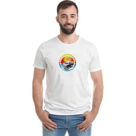 Qivi Volkswagen Van Volkswagen Tip 2 Volkswagen Baskılı Beyaz Erkek Örme T-shirt