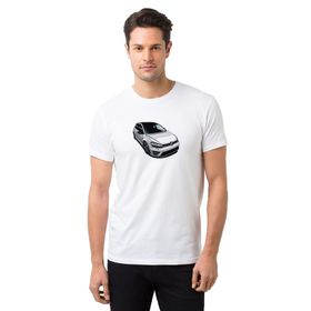 Qivi Vw Golf R Baskılı Beyaz Erkek Örme T-shirt