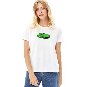 Qivi Vw Scirocco Baskılı Beyaz Örme Kadın T-shirt