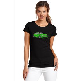 Qivi Vw Scirocco Baskılı Siyah Örme Kadın T-shirt