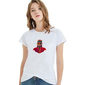 Qivi Wars Baskılı Beyaz Örme Kadın T-shirt