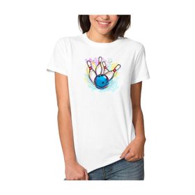 Qivi Watercolor Bowling Kadın Beyaz T-shirt