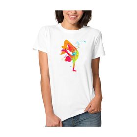 Qivi Watercolor Break Dance Kadın Beyaz T-shirt