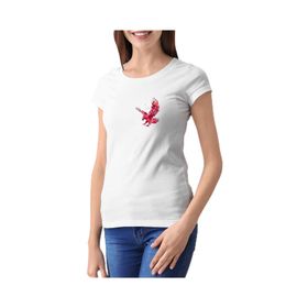 Qivi Watercolor Eagle Baskılı Beyaz Kadın T-shirt