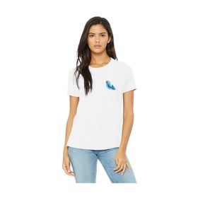 Qivi Watercolor Feather Baskılı Beyaz Kadın T-shirt