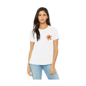 Qivi Watercolor Lily Flower Baskılı Beyaz Kadın T-shirt