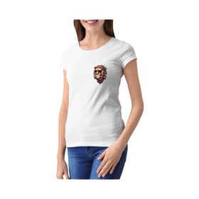 Qivi Watercolor Lion With Glasses Baskılı Beyaz Kadın T-shirt