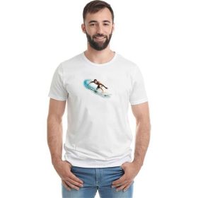 Qivi Waves Sörf Baskılı Beyaz Erkek Örme T-shirt