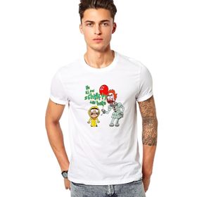 Qivi We All See And Morty Clown Baskılı Beyaz Erkek Örme T-shirt
