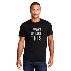 Qivi Woke Up Like Baskılı Siyah Erkek Örme T-shirt