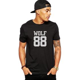 Qivi Wolf 88 Logo Baskılı Siyah Erkek Örme T-shirt