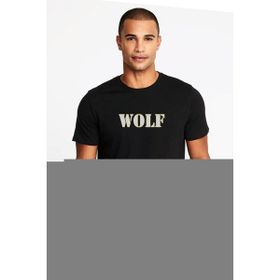 Qivi Wolf Baskılı Siyah Erkek Örme T-shirt