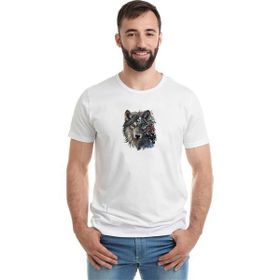 Qivi Wolf Face Metal Rock Music Müzik Baskılı Beyaz Erkek Örme T-shirt
