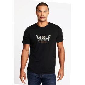 Qivi Wolfteam Logo Baskılı Siyah Erkek Örme T-shirt