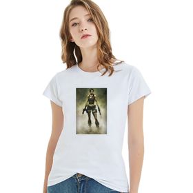 Qivi Women Metal Rock Music Müzik Baskılı Kadın Beyaz Örme T-shirt