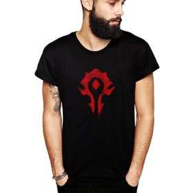 Qivi World of Warcraft Horde Baskılı Siyah Erkek Örme T-shirt