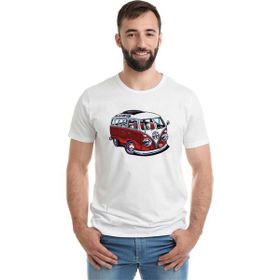 Qivi Wv Wosvos Karavan Minibüs Baskılı Beyaz Erkek Örme T-shirt