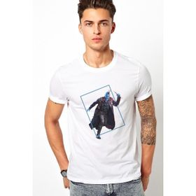 Qivi Yenilmez Yondu Galaxy Baskılı Beyaz Erkek Örme T-shirt