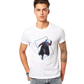 Qivi Yenilmez Yondu Galaxy Baskılı Beyaz Erkek Örme T-shirt