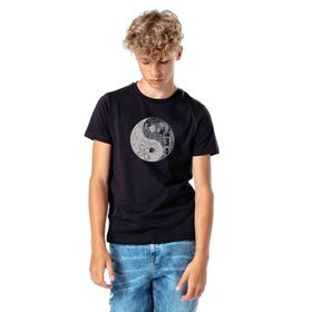 Qivi Ying Yang Upside Baskılı Unisex Çocuk Siyah Sweatshirt