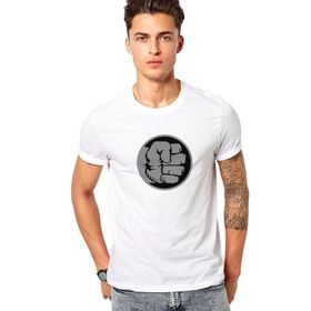 Qivi Yumruk Baskılı Beyaz Erkek Örme T-shirt