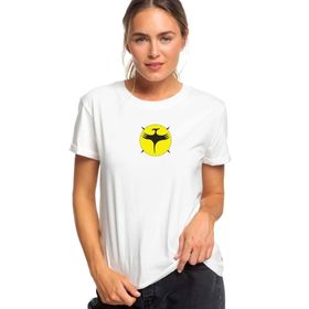 Qivi Zagor Logo Baskılı Beyaz Örme Kadın T-shirt