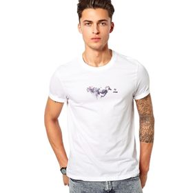 Qivi Zebra Metal Rock Music Müzik Baskılı Beyaz Erkek Örme T-shirt