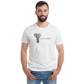 Qivi Zentangle Elephants Fil How To Draw Baskılı Beyaz Erkek Örme T-shirt
