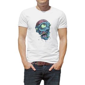 Qivi Zombie Baskılı Beyaz Erkek Örme T-shirt