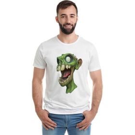 Qivi Zombie Baskılı Beyaz Erkek Örme T-shirt