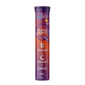 Qlife Tripple Effect D Vitamini C Vitamini Çinko 20 Efervesan Tablet