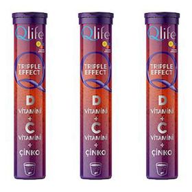 Qlife Tripple Effect D Vitamini C Vitamini Çinko 3x20 Efervesan Tablet