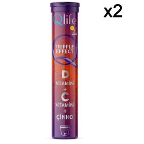 Qlife Tripple Effect Vitamin D C Çinko 2x20 Efervesan Tablet