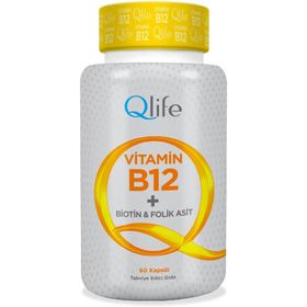 Qlife Vitamin B12 Biotin Folik Asit İçeren 60 Kapsül