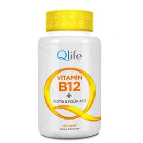 Qlife VitaminB12 Biotin Folik Asit 2x60 Kapsül