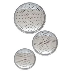 Qniay 20-22-24 cm Paslanmaz Çelik Pizza Pişirme Altlığı Lüx 3'lü Tepsi Seti