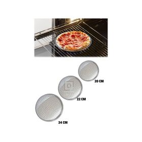 Qniay 20-22-24 cm Paslanmaz Çelik Pizza Pişirme Altlığı Lüx 3'lü Tepsi Seti