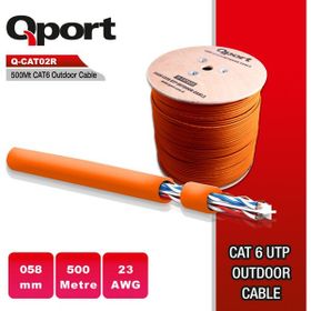 Qport Q-CATO2R 500 m UTP CAT6 23 AWG 0.58 mm Turuncu Network Kablo